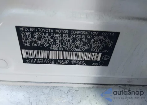 2014 Lexus Gs 350 z USA, uszkodzony, nr VIN JTHBE1BL6E5036629